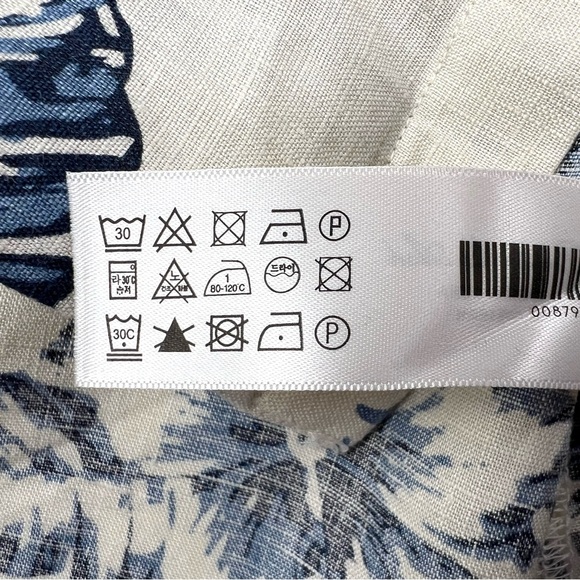 Porter & Ash 100% Linen Short Sleeve Leisure Shirt Men’s XL Cream/Blue Designer - Picture 8 of 10